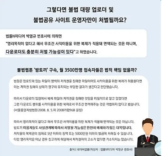 티비위키 시청 처벌 관련 법률적 견해