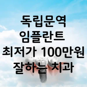 독립문역 임플란트 가격 비용 최저가 100만원 | 임플란트 잘하는 곳 추천 치과 BEST